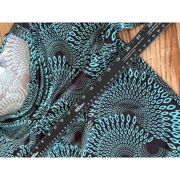 VTG Y2K N-Touch Midi Skirt Set Womens M Teal/Brown Print - Picture 5 of 10